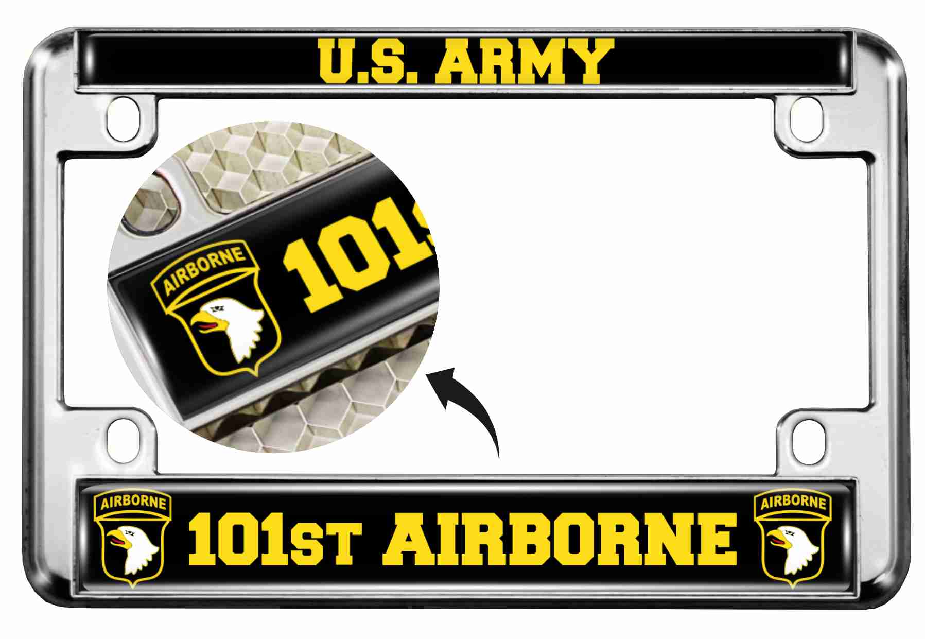 U.S. Army 101st Airborne - Motorcycle Metal License Plate Frame